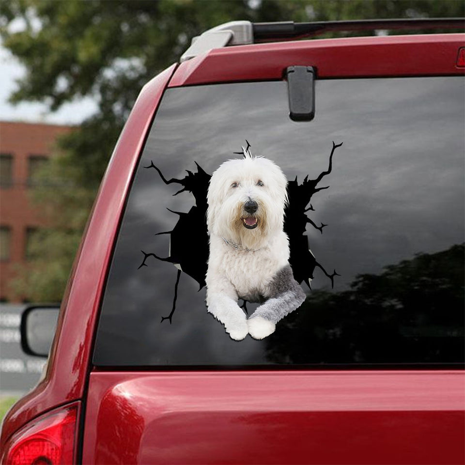 [ld1531-snf-lad]-old-english-sheepdogs-crack-car-sticker-dogs-lover