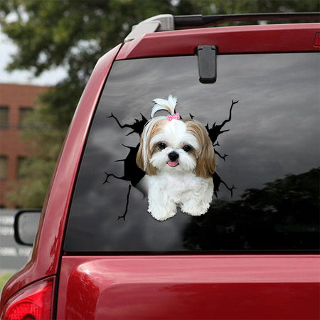 [ld1600-snf-lad]-shih-tzu-crack-car-sticker-dogs-lover