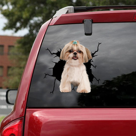 [ld1601-snf-lad]-shih-tzu-crack-car-sticker-dogs-lover