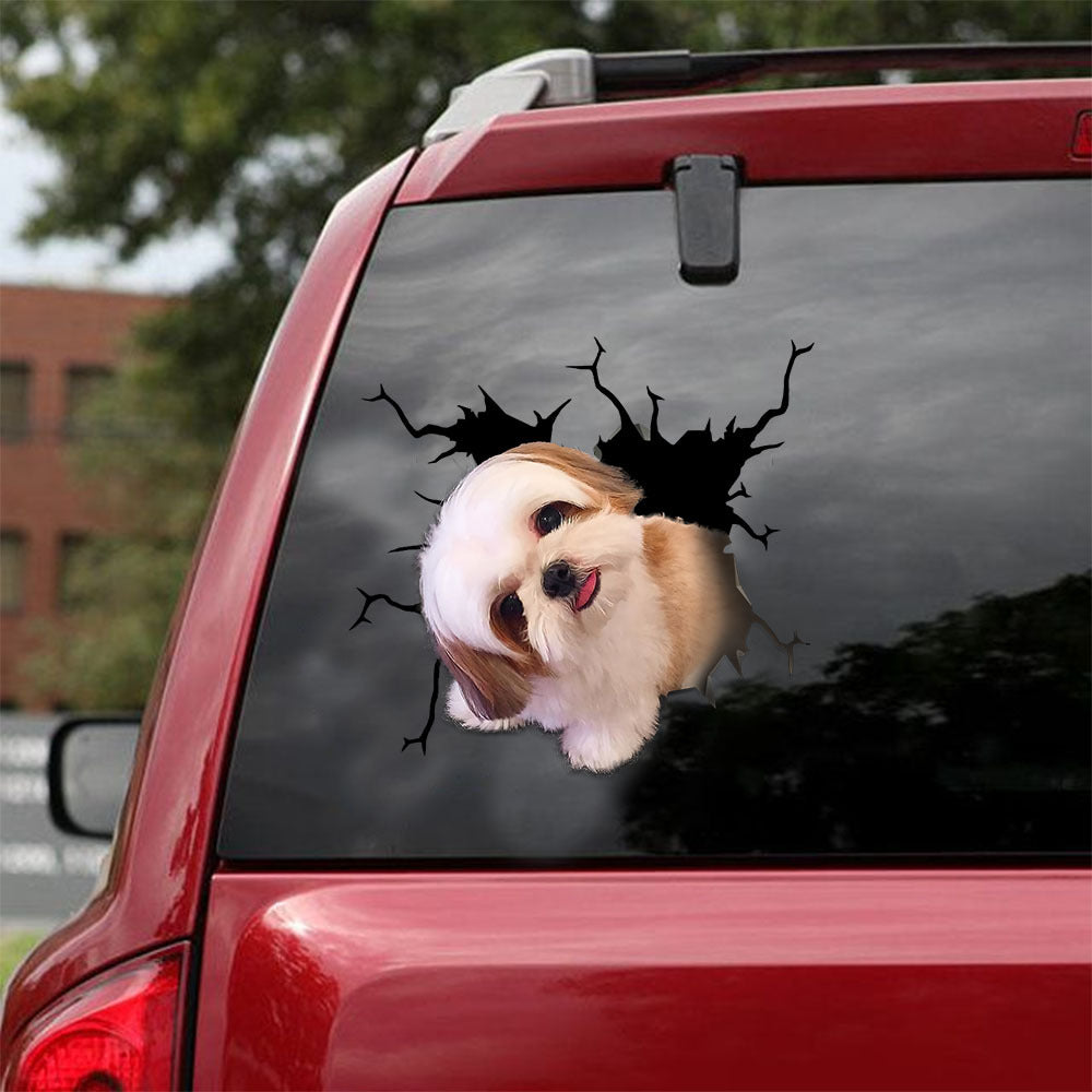 [ld1602-snf-lad]-shih-tzu-crack-car-sticker-dogs-lover