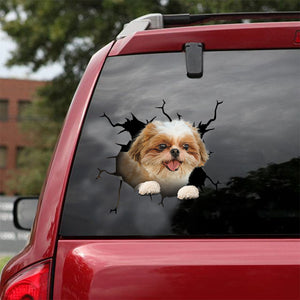 [ld1604-snf-lad]-shih-tzu-crack-car-sticker-dogs-lover