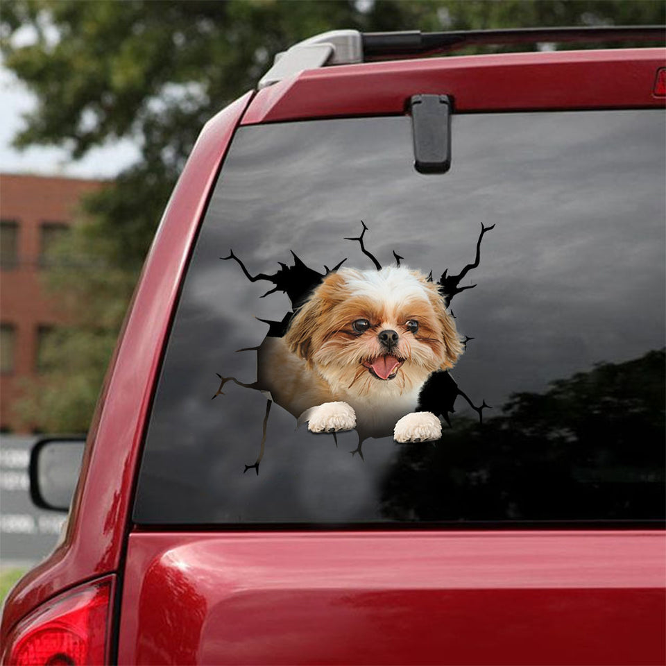[ld1604-snf-lad]-shih-tzu-crack-car-sticker-dogs-lover