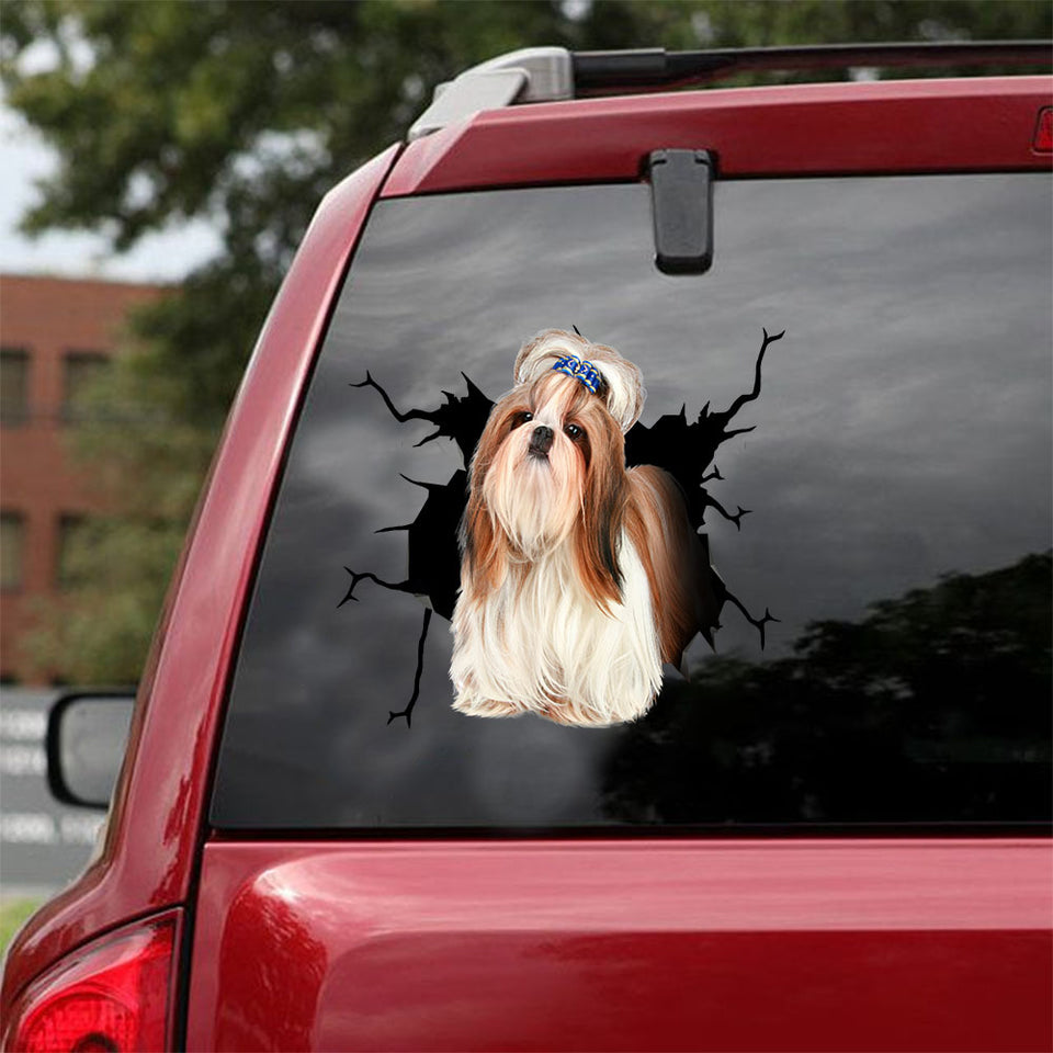 [ld1605-snf-lad]-shih-tzu-crack-car-sticker-dogs-lover