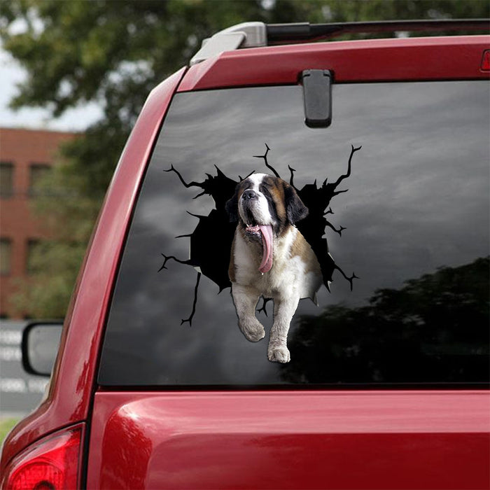 [ld1516-snf-lad]-st.-bernards-crack-car-sticker-dogs-lover