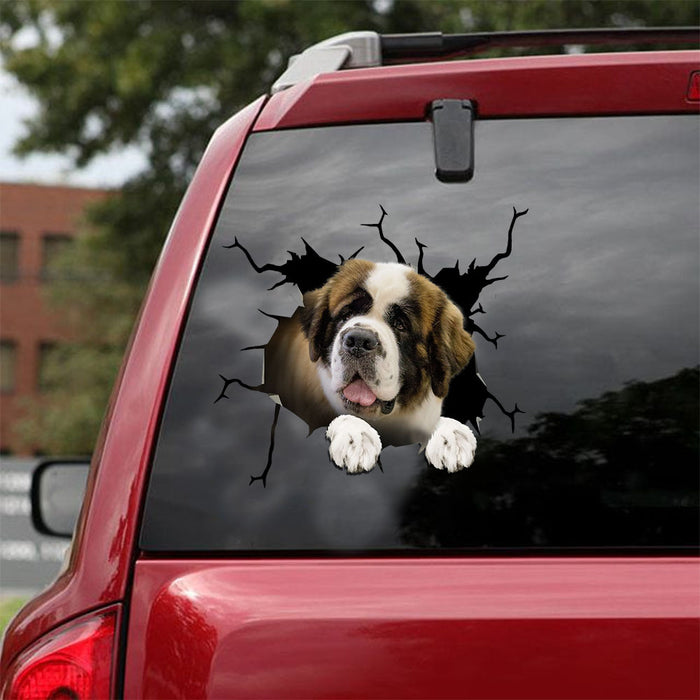 [ld1517-snf-lad]-st.-bernards-crack-car-sticker-dogs-lover