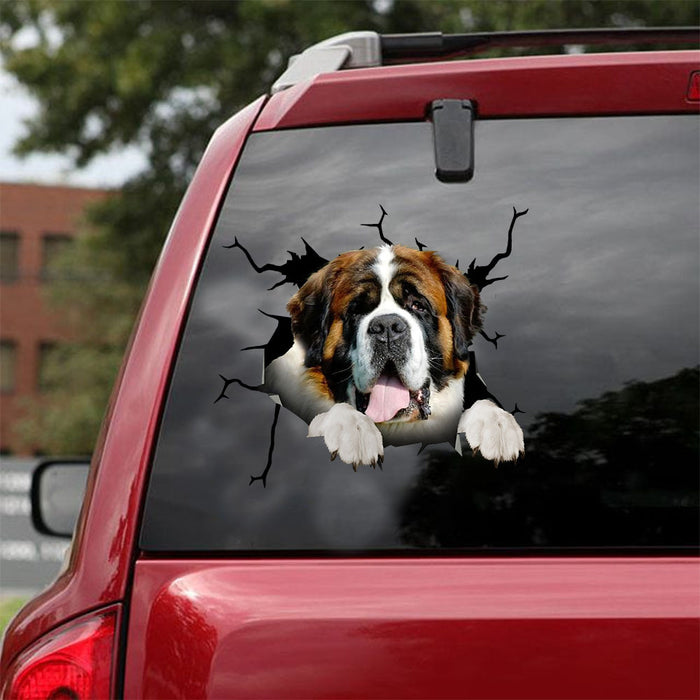 [ld1518-snf-lad]-st.-bernards-crack-car-sticker-dogs-lover