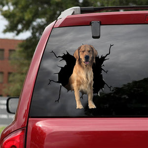 [ld1514-snf-lad]-golden-retriever-crack-car-sticker-dogs-lover