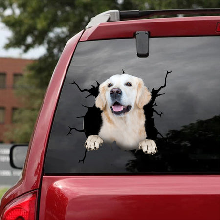 [da0232-snf-tnt]-golden-retriever-crack-car-sticker-dogs-lover