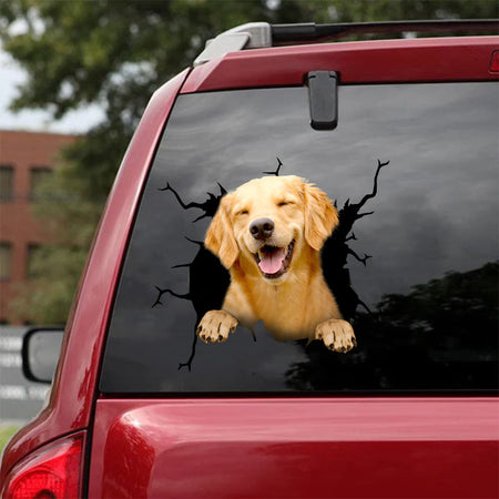 Golden Retriever Crack Decals Super Cute Clear Stickers Gifts For Him