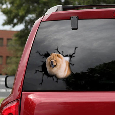 [th0230-snf-tpa]-chow-chow-crack-car-sticker-dogs-lover