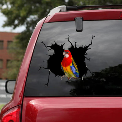 [bv0121-snf-tnt]-rosella-parrot-crack-car-sticker-birds-lover
