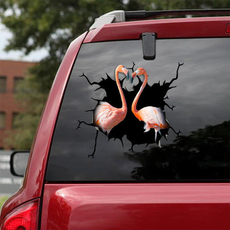 [sk1661-snf-tnt]-flamingo-crack-car-sticker-animals-lover