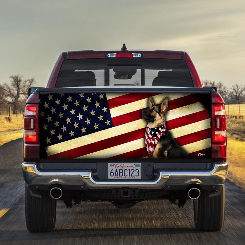 German Shepherd American truck Tailgate Decal Sticker Wrap Tailgate Wrap Decals For Trucks