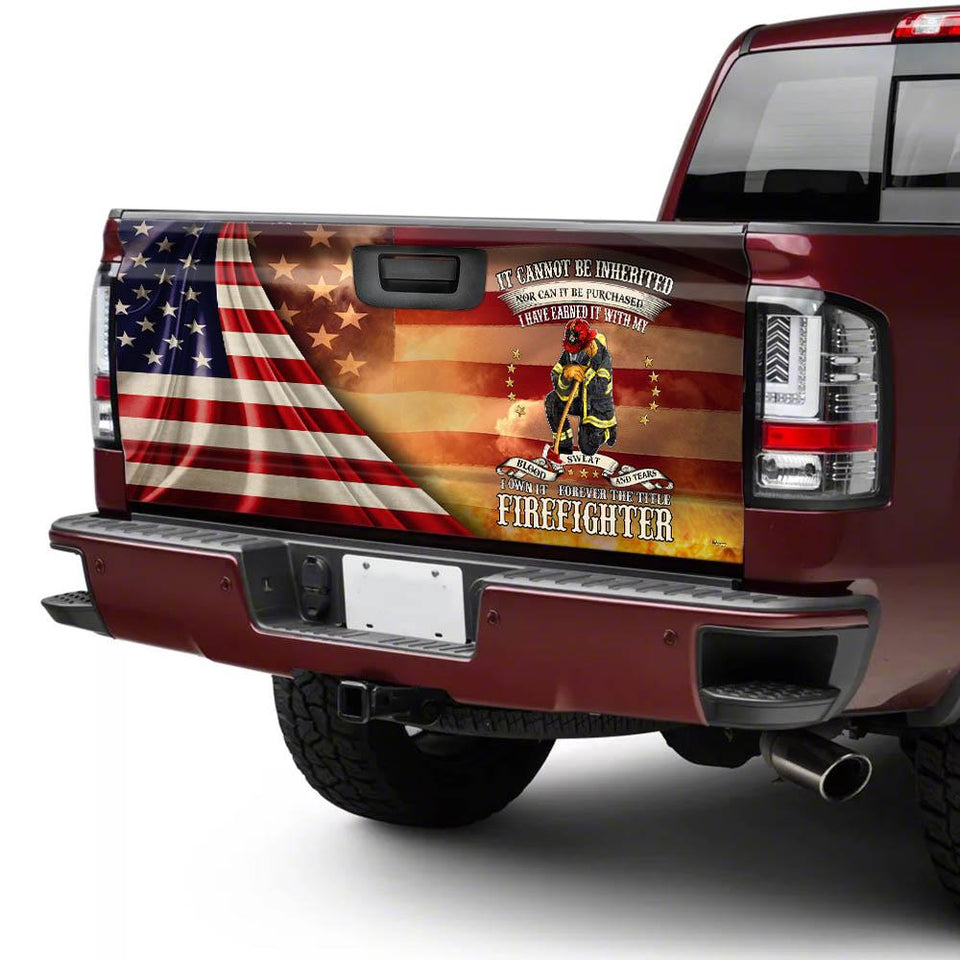 Forever The Title Firefighter truck Tailgate Decal Sticker Wrap Firefighter Tailgate Wrap Decals For Trucks