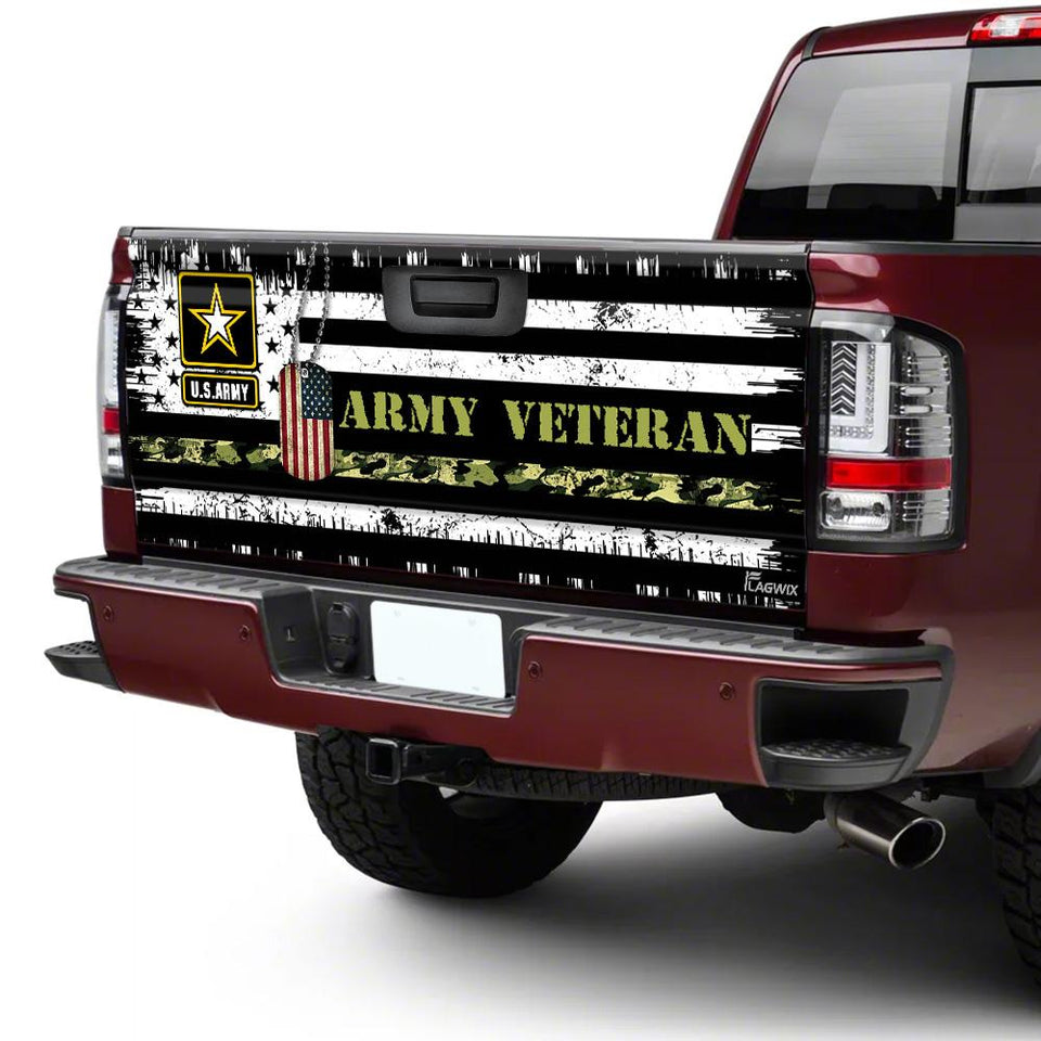 Army Veterans truck Tailgate Decal Sticker Wrap Veteran Day Veteran Gifts Veteran Decoration Idea Tailgate Wrap Decals For Trucks