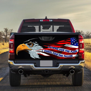 American Eagle truck Tailgate Decal Sticker Wrap I Stand For The Flag I Kneel For The Fallen Tailgate Wrap Decals For Trucks