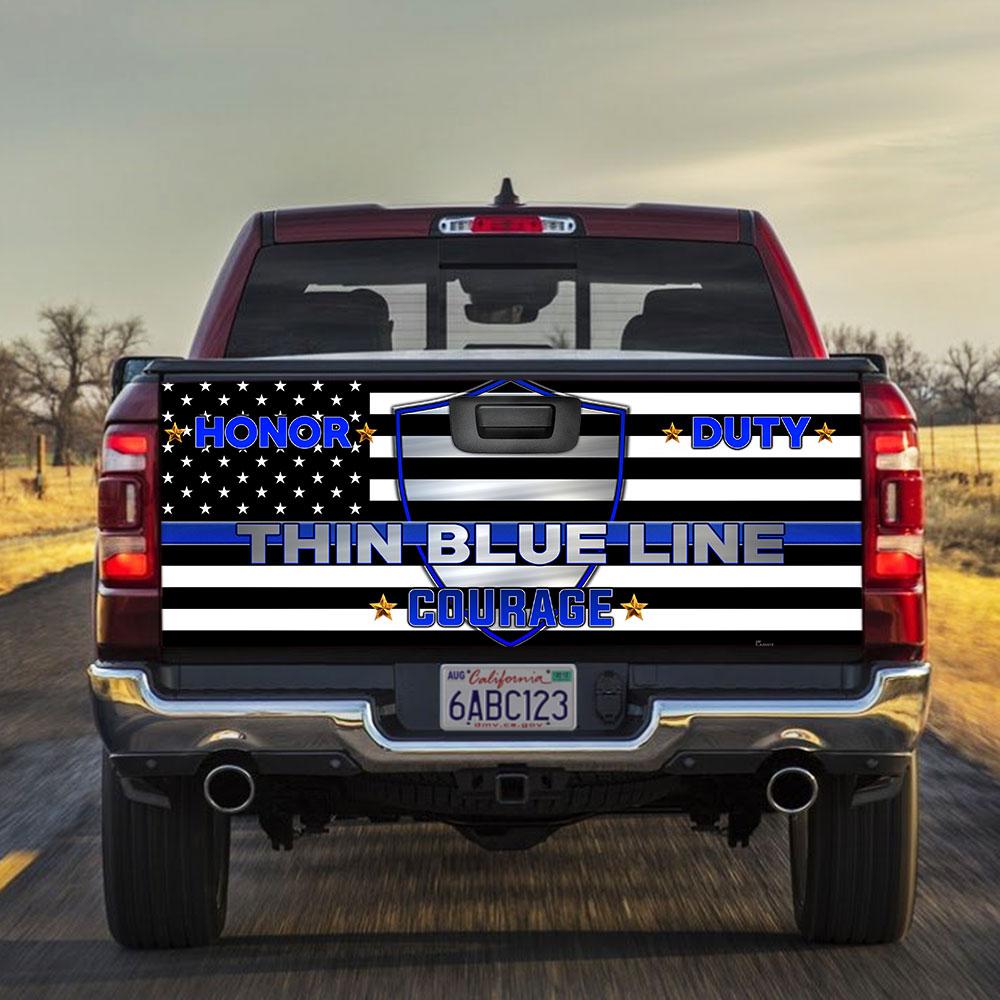 Thin Blue Line truck Tailgate Decal Sticker Wrap Tailgate Wrap Decals For Trucks