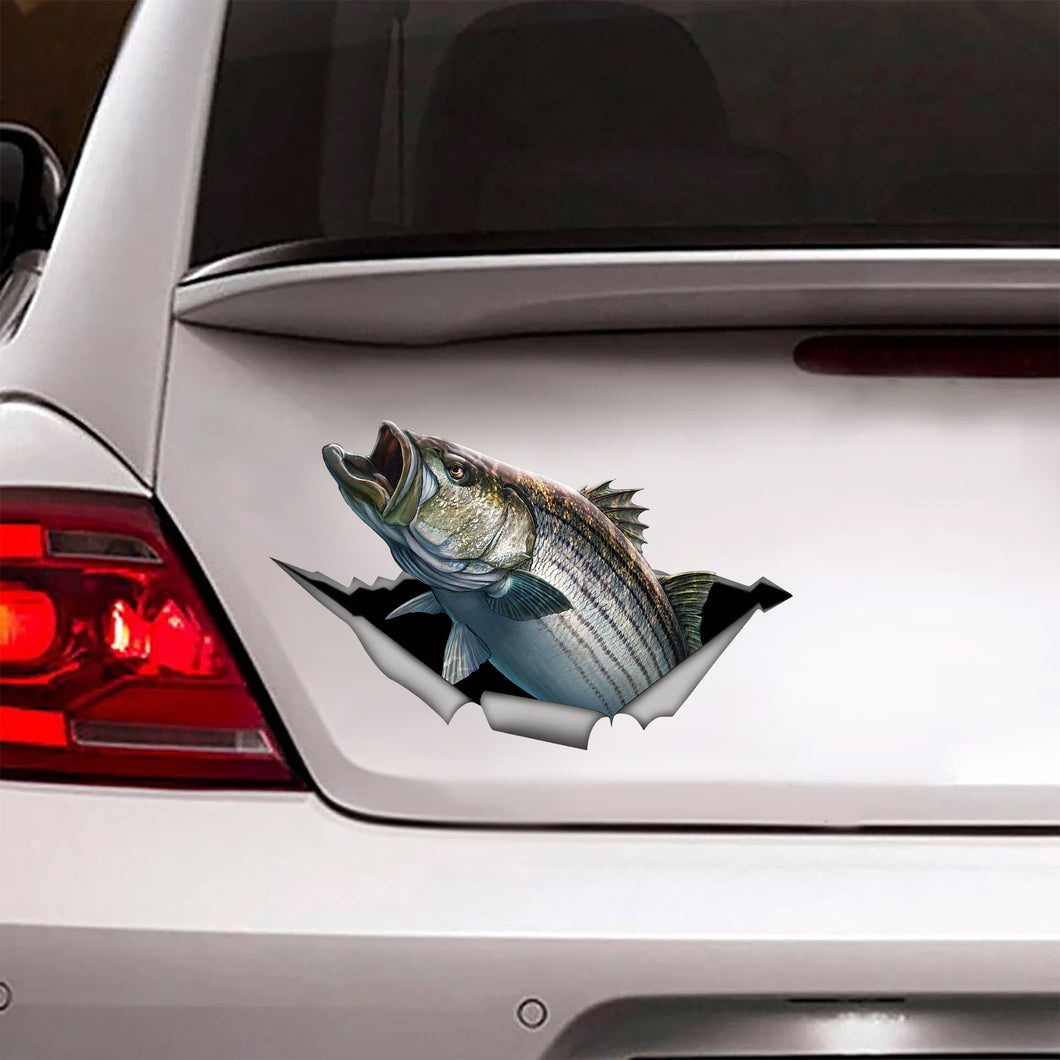 [sk0889-snf-tpa]-striped-bass-crack-car-sticker-fishing-lover