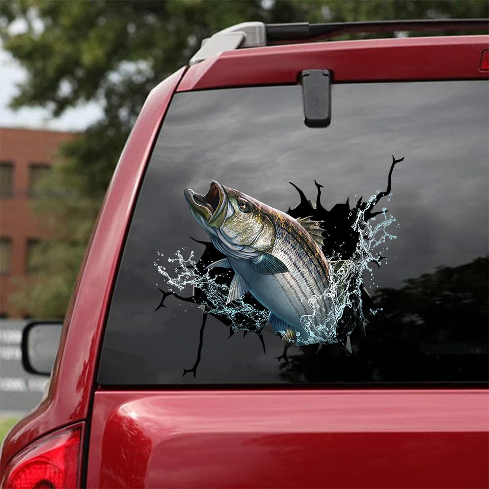[sk0890-snf-tpa]-striped-bass-crack-car-sticker-fishing-lover