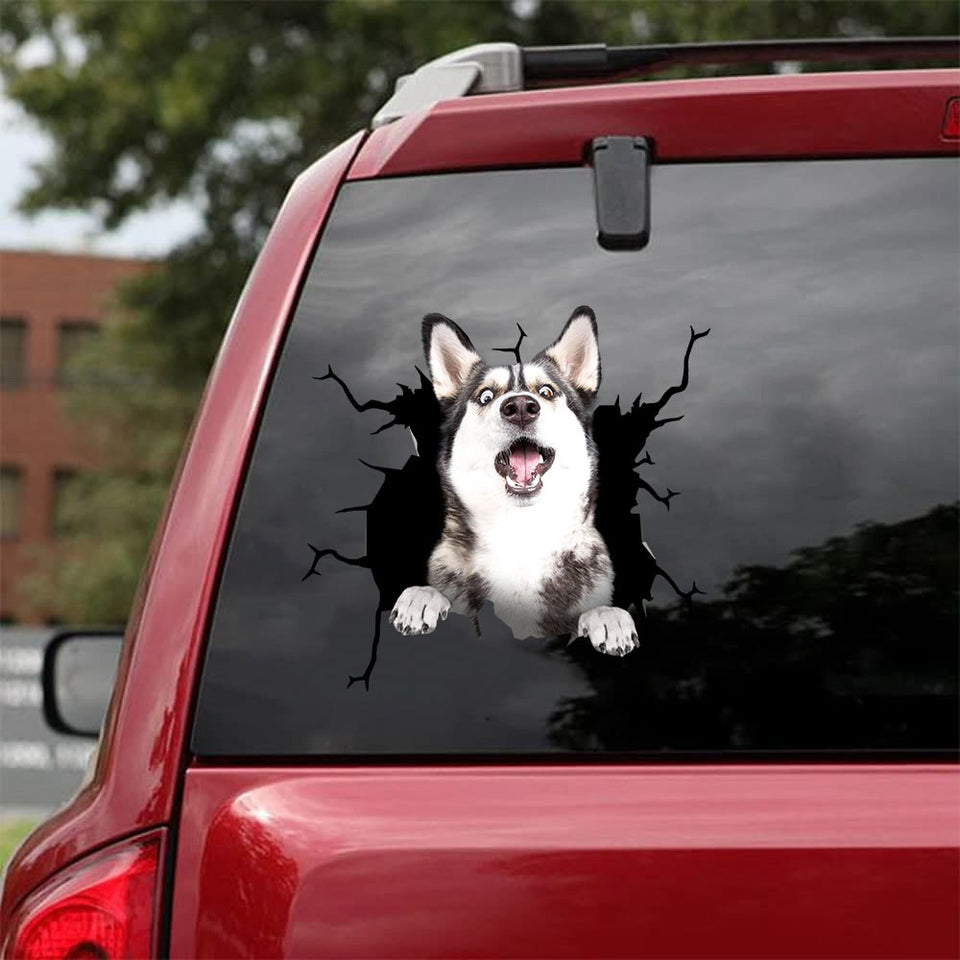[da0376-snf-tnt]-siberian-husky-crack-car-sticker-dogs-lover