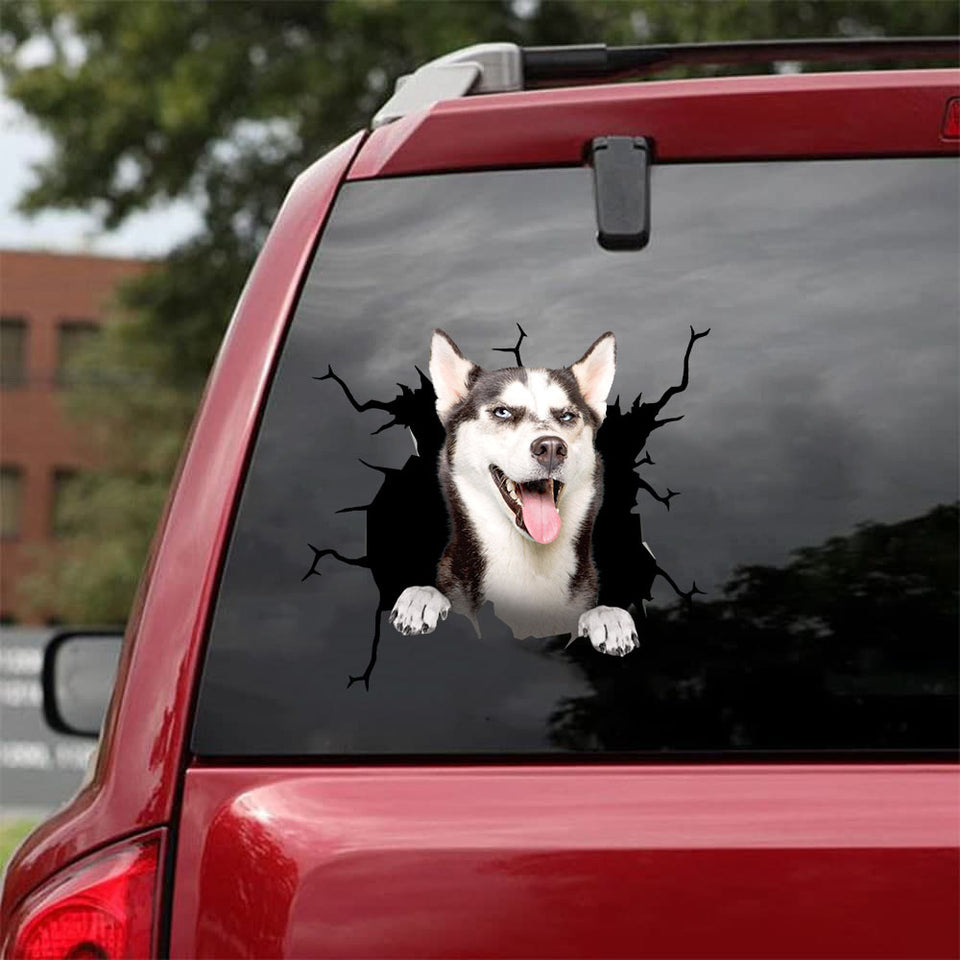 [da0377-snf-tnt]-siberian-husky-crack-car-sticker-dogs-lover