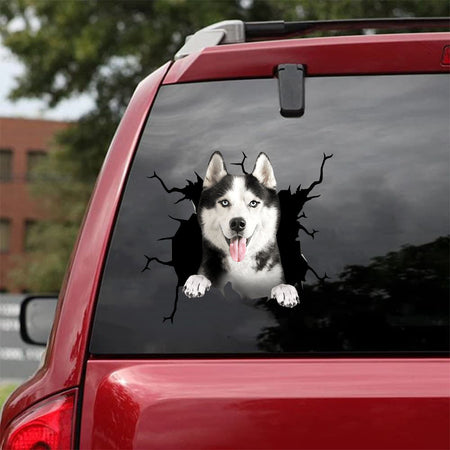 [da0378-snf-tnt]-siberian-husky-crack-car-sticker-dogs-lover