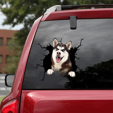 [da0370-snf-tnt]-siberian-husky-crack-car-sticker-dogs-lover