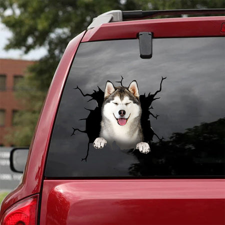 [da0371-snf-tnt]-siberian-husky-crack-car-sticker-dogs-lover