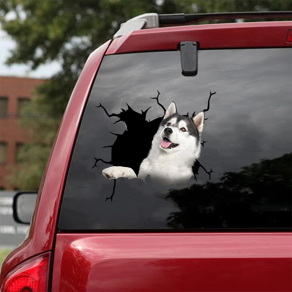 [da0373-snf-tnt]-siberian-husky-crack-car-sticker-dogs-lover