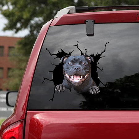 [da0827-snf-tnt]-staffordshire-bull-terrier-crack-car-sticker-dogs-lover