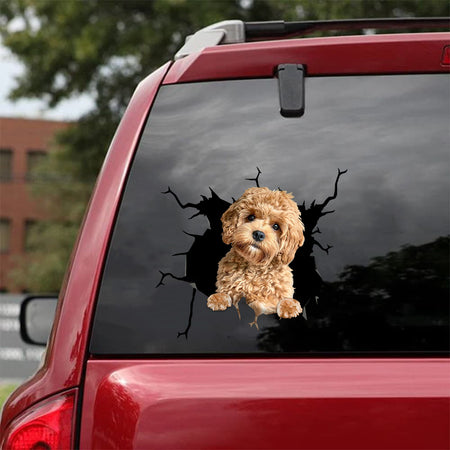 [sk0530-snf-tnt]-golden-poodle-crack-car-sticker-dogs-lover