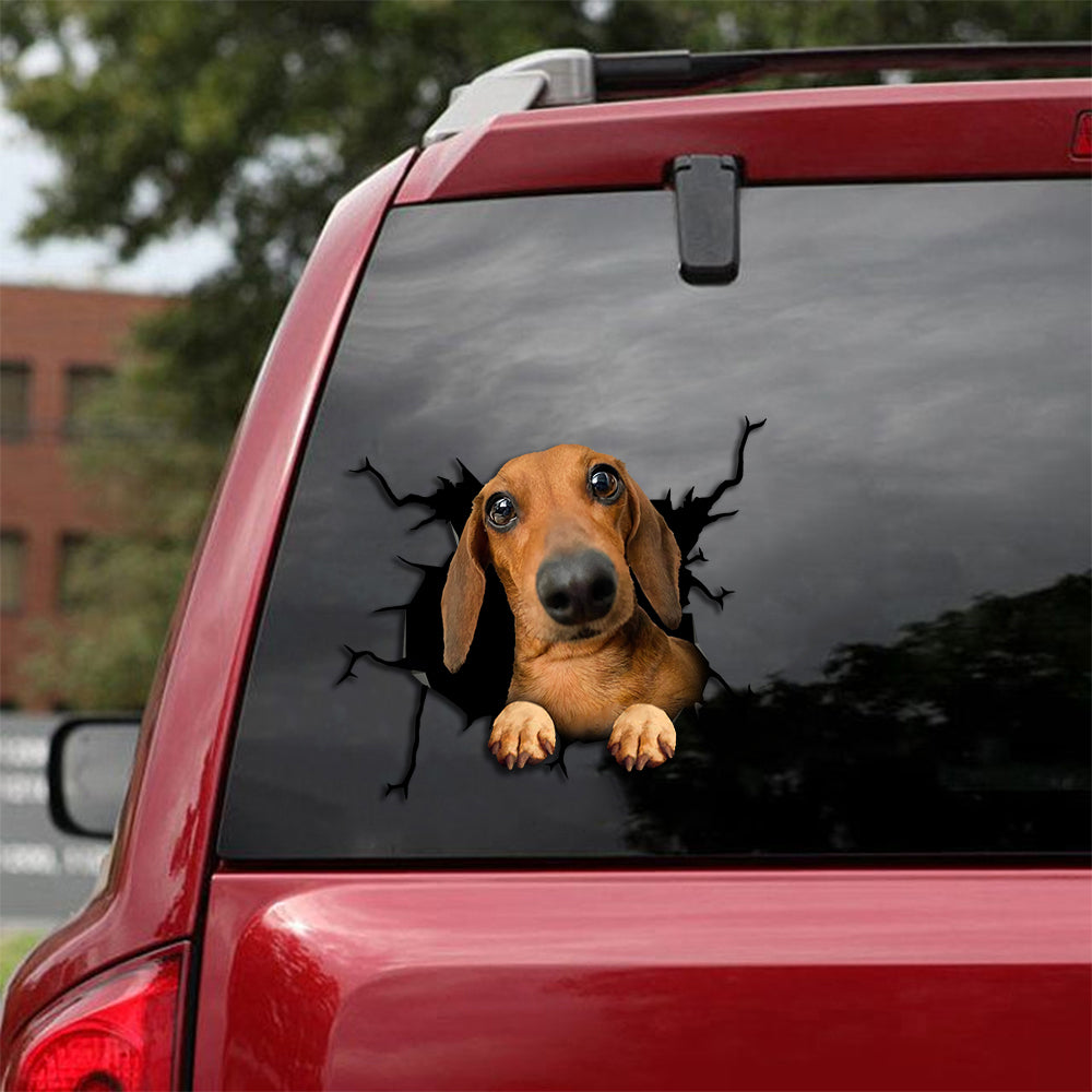[th0251-snf-tpa]-dachshund-crack-car-sticker-dogs-lover
