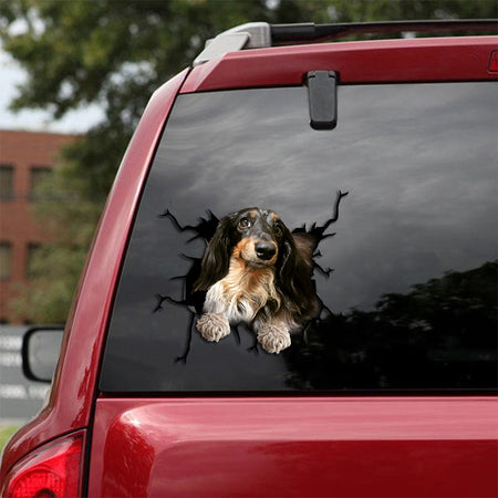 [th0252-snf-tpa]-dachshund-crack-car-sticker-dogs-lover