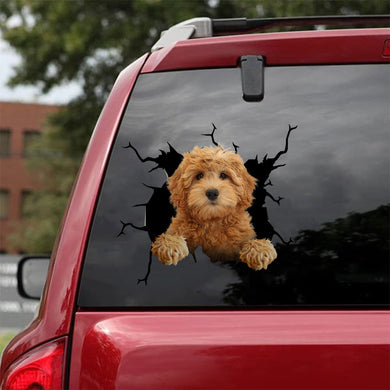[da1014-snf-tnt]-labradoodle-crack-car-sticker-dogs-lover