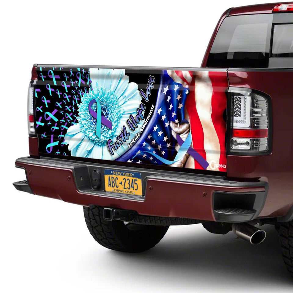 Suicide Awareness truck Tailgate Decal Sticker Wrap Faith Hope Love Tailgate Wrap Decals For Trucks