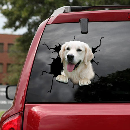 [sk1509-snf-lad]-golden-retriever-crack-car-sticker-dogs-lover