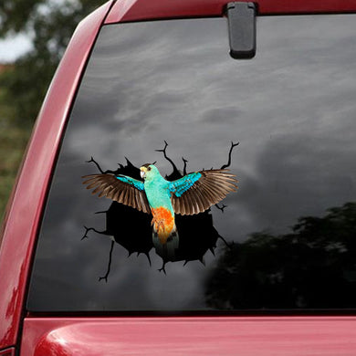 [ld1842-snf-lad]-golden-shouldered-crack-car-sticker-parrot-lovers