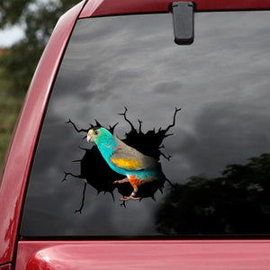 [ld1843-snf-lad]-golden-shouldered-crack-car-sticker-parrot-lovers