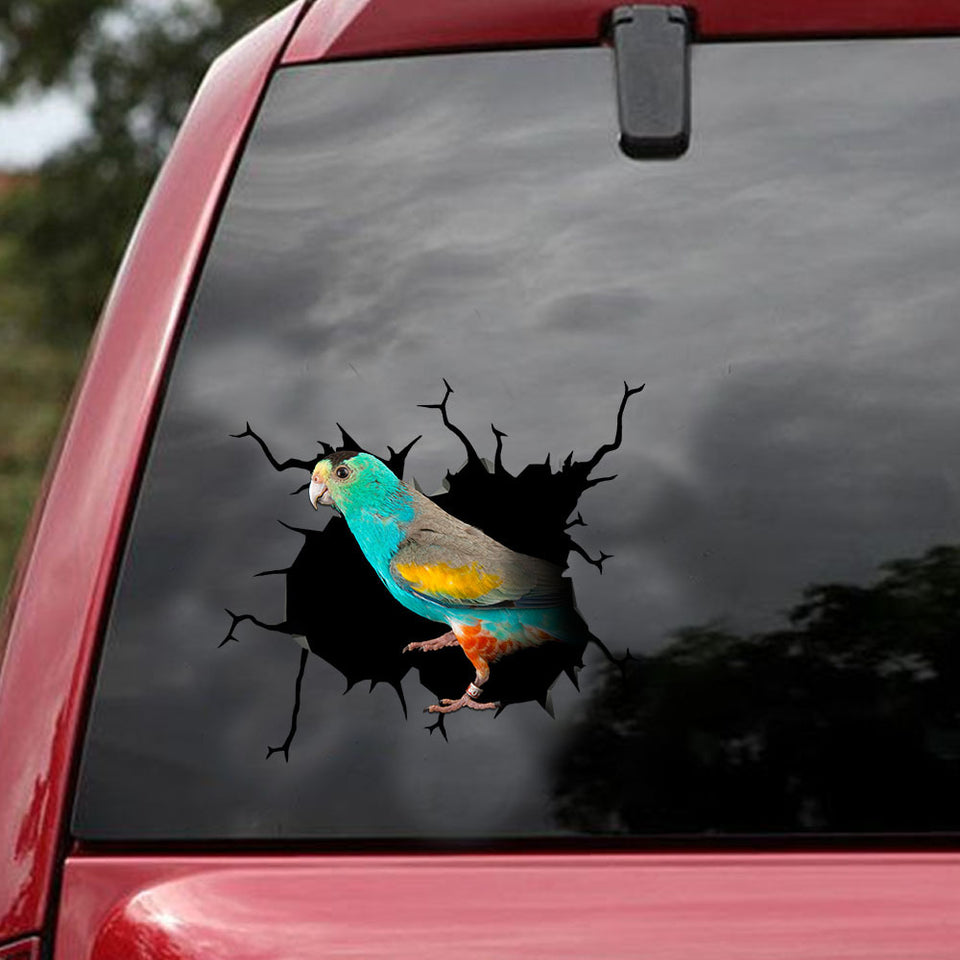 [ld1843-snf-lad]-golden-shouldered-crack-car-sticker-parrot-lovers