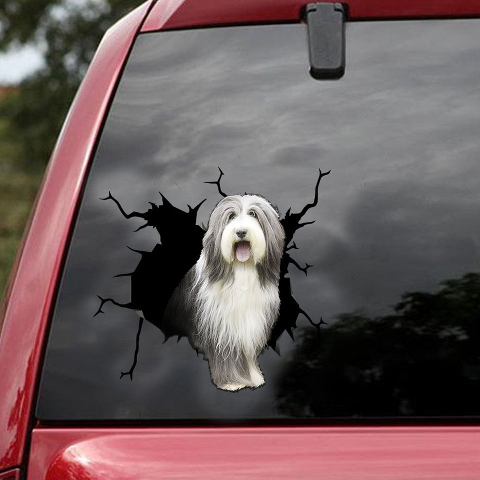 [ld1847-snf-lad]-bearded-collie-crack-car-sticker-dog-lovers