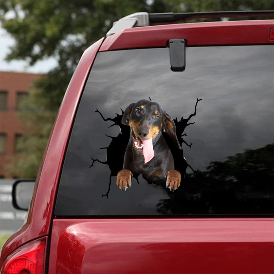 [da0287-snf-tnt]-dachshund-crack-car-sticker-dogs-lover