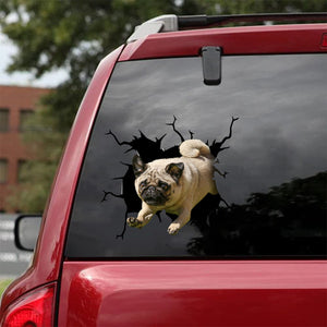 [da0278-snf-tnt]-pug-crack-car-sticker-dogs-lover