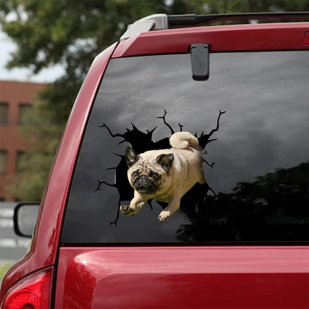 [da0278-snf-tnt]-pug-crack-car-sticker-dogs-lover