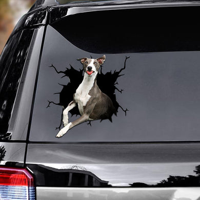 [ld1228-snf-lad]-whippets-crack-car-sticker-dogs-lover