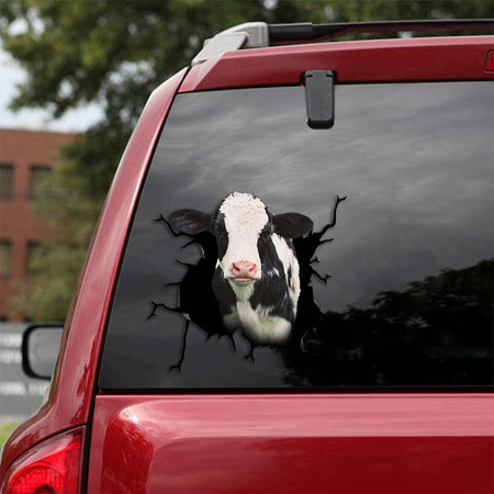 [th0289-snf-ptd]-dairy-cow-crack-car-sticker-cows-lover