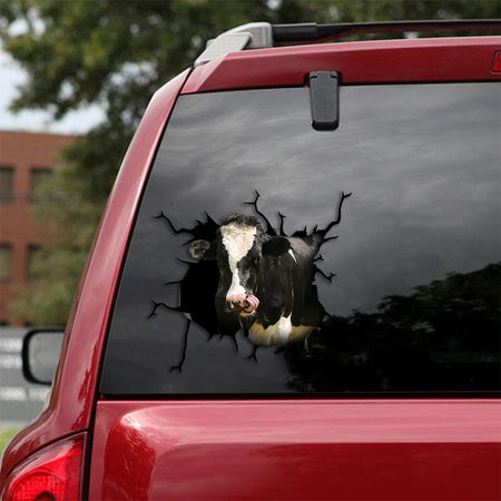 [th0292-snf-ptd]-dairy-cow-crack-car-sticker-cows-lover