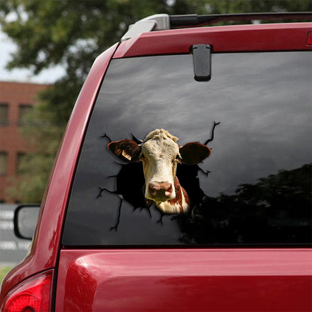 [th0294-snf-ptd]-dairy-cow-crack-car-sticker-cows-lover