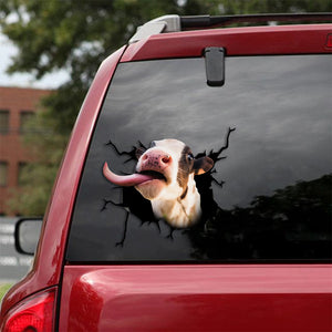 [th0295-snf-ptd]-dairy-cow-crack-car-sticker-cows-lover