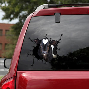 [th0296-snf-ptd]-dairy-cow-crack-car-sticker-cows-lover