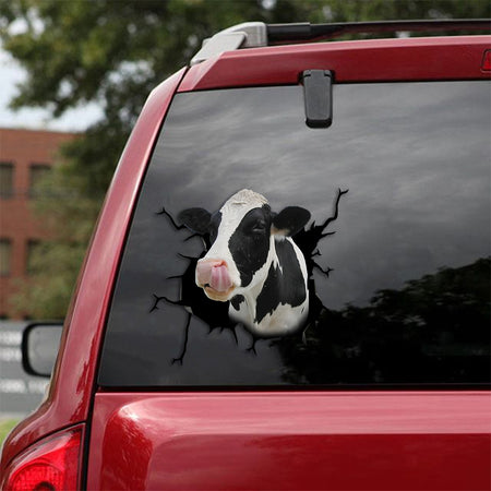 [th0297-snf-ptd]-dairy-cow-crack-car-sticker-cows-lover